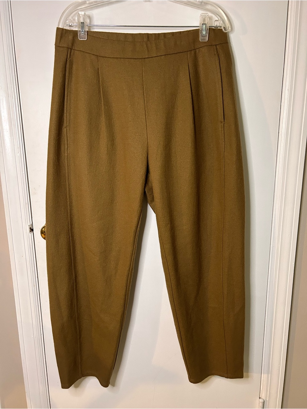 EILEEN FISHER BROWN PULL ON 100% WOOL TROUSERS SIZE MEDIUM